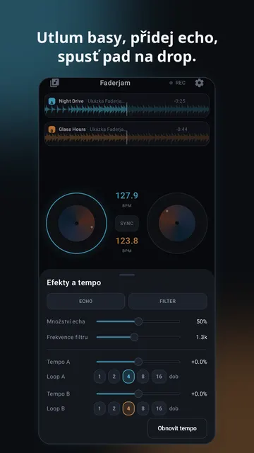 Faderjam – snímek obrazovky 3