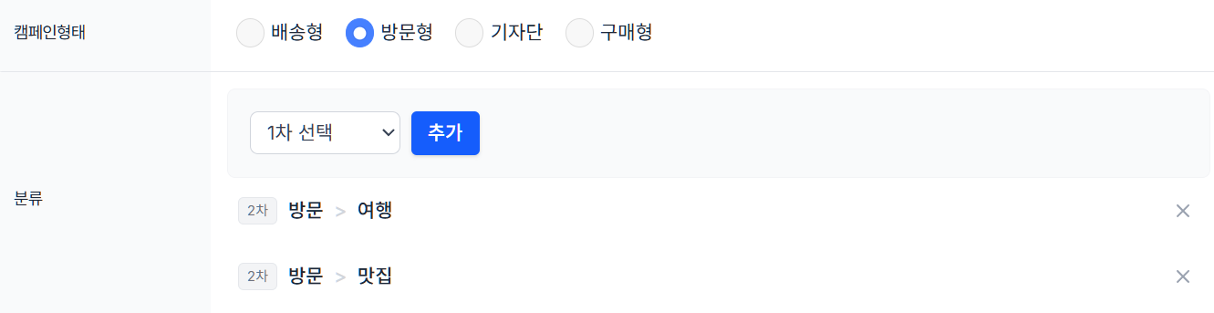 캠페인 분류 및 참여 매체