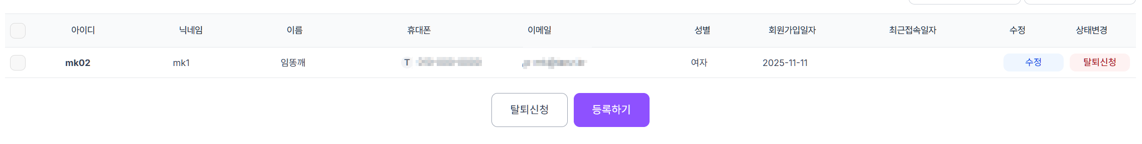 회원/발송 > 관리자 관리 > 부관리자 목록