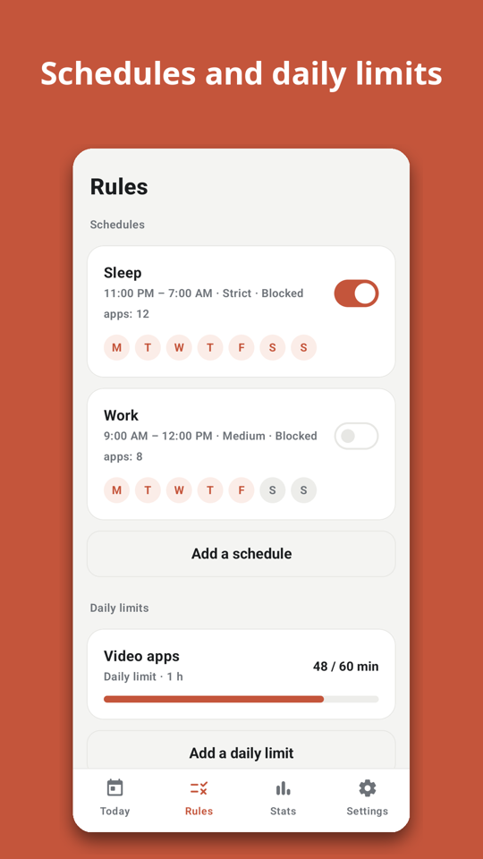 Schedules and daily limits