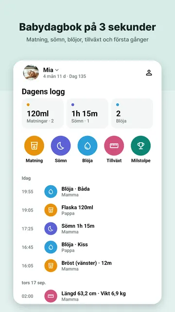 Swaddlebook skärmbild 4