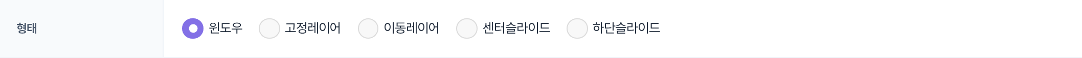 팝업 등록 — 형태 라디오 행