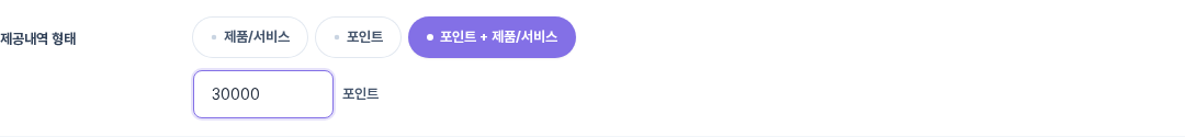 제공내역 형태 — 포인트 + 제품/서비스